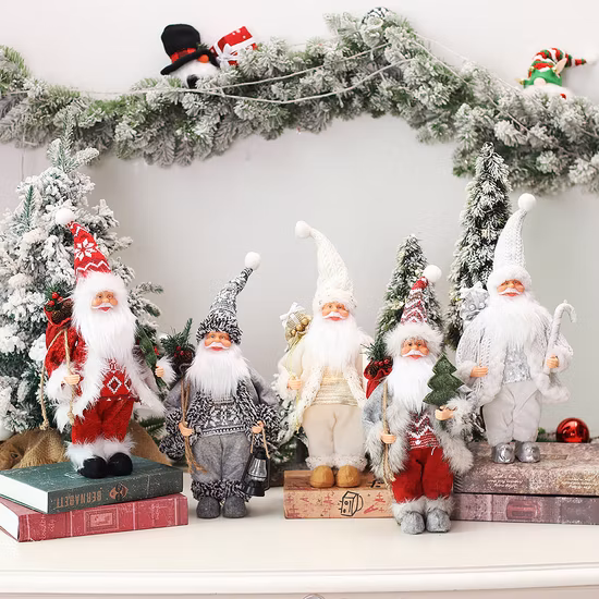 Festival de cerâmica de vendas de fábrica artesanato Papai Noel com luz LED para decoração de Natal