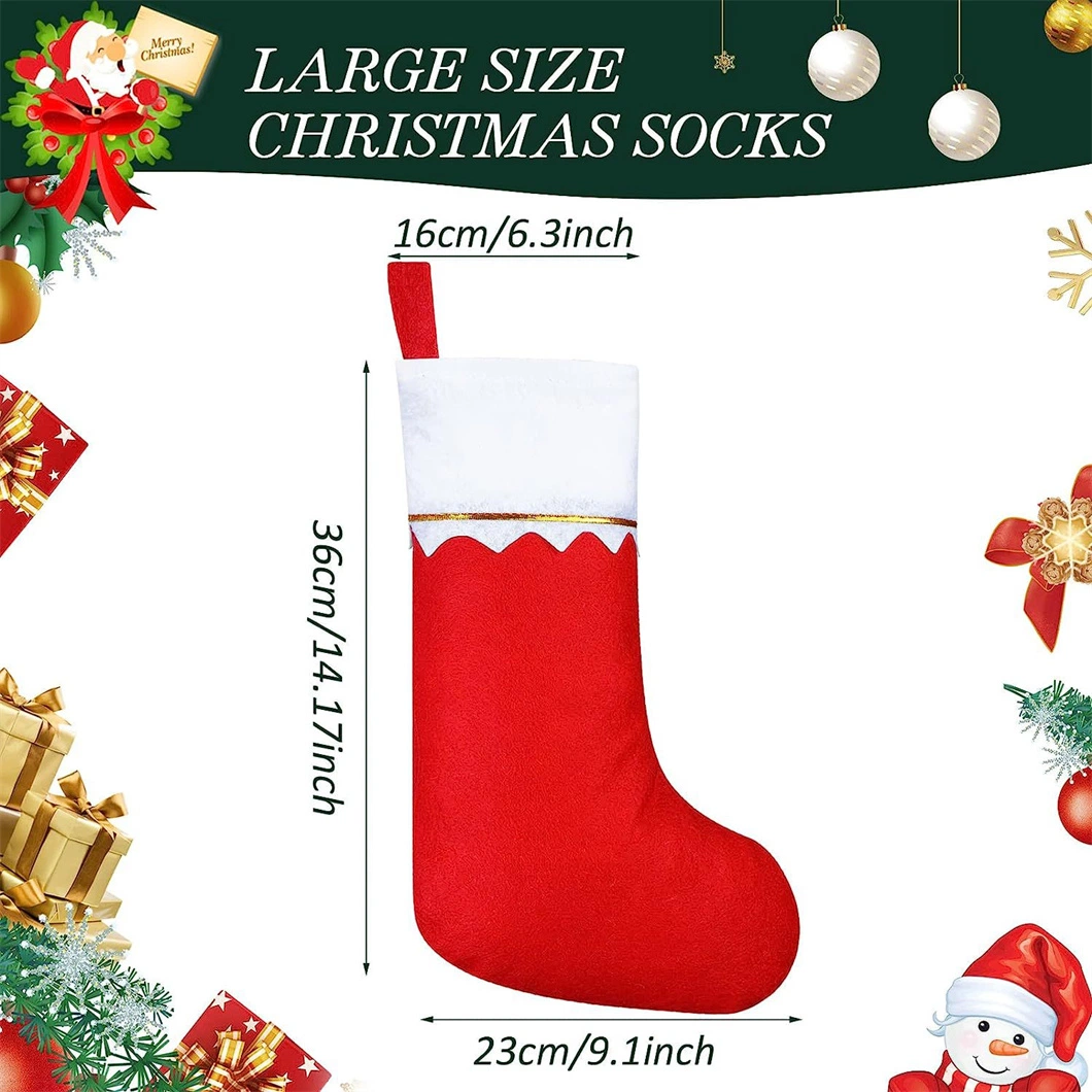 Red Felt Christmas Stockings Fireplace Hanging Stockings Tableware Holders Decoration