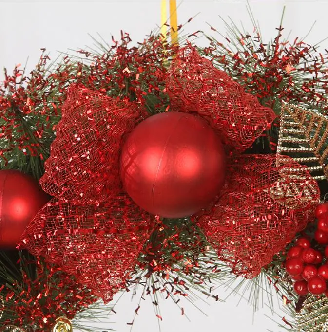 Handmade Red Snowflake Natural Reindeer Themed Christmas Wreath for Door Window and Showcase