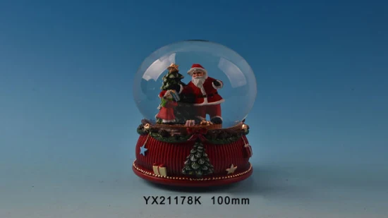 Nodric Resin Snowglobe Crafts Musical Polyresin Xmas Papai Noel para decoração de Natal